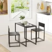 3 részes bárasztal-garnitúra, magas asztalgarnitúra, 3 részes, 2 szék, 1 asztal, 90 cm x 47 cm x 76 cm, fekete