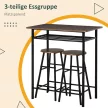 Bárgarnitúra, 3 részes, asztal és 2 bárszék, polc, ipari formatervezés, fekete/tölgy