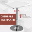 Magasságban állítható bárasztal, 360°-ban forgatható, karcálló lábakkal, stabil fém talppal, fehér