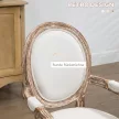  Küchenstuhl mit Armlehnen Polsterstuhl Esszimmerstuhl Retro-Design im Leinen-Optik für Wohnzimmer Gummiholz Cremeweiß+ helle Holzfarbe 56 x 56 x 96 cm