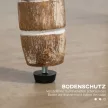 Küchenstuhl mit Armlehnen Polsterstuhl Esszimmerstuhl Retro-Design im Leinen-Optik für Wohnzimmer Gummiholz Cremeweiß+ helle Holzfarbe 56 x 56 x 96 cm