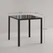  Quadratischer Esstisch für 4 Personen, Tischplatte aus Hartglas, für Küche und Esszimmer, 75 x 75 x 75 cm, Schwarz