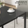  Quadratischer Esstisch für 4 Personen, Tischplatte aus Hartglas, für Küche und Esszimmer, 75 x 75 x 75 cm, Schwarz