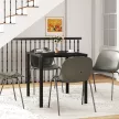  Quadratischer Esstisch für 4 Personen, Tischplatte aus Hartglas, für Küche und Esszimmer, 75 x 75 x 75 cm, Schwarz