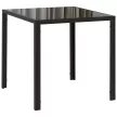  Quadratischer Esstisch für 4 Personen, Tischplatte aus Hartglas, für Küche und Esszimmer, 75 x 75 x 75 cm, Schwarz