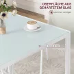 Négyzet alakú étkezőasztal 4 személyes, edzett üveg asztallappal, konyhába és étkezőbe, 75 x 75 x 75 cm, fehér