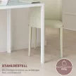 Négyzet alakú étkezőasztal 4 személyes, edzett üveg asztallappal, konyhába és étkezőbe, 75 x 75 x 75 cm, fehér
