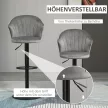 2 db-os forgóbárszék szett háttámlával, bársony tapintású bisztrószékek, magasságban állítható bárszékek, kar nélküli habszivacs, szürke, 54 x 56 x 91-111 cm