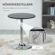 Modern kerek bárasztal, étkezőasztal 360°-ban forgatható talppal, magasságban állítható bisztróasztal, állóasztal, konyhaasztal, acél, fekete, Ø61 x 70-90 cm