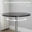 Modern kerek bárasztal, étkezőasztal 360°-ban forgatható talppal, magasságban állítható bisztróasztal, állóasztal, konyhaasztal, acél, fekete, Ø61 x 70-90 cm