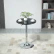 Modern kerek bárasztal, étkezőasztal 360°-ban forgatható talppal, magasságban állítható bisztróasztal, állóasztal, konyhaasztal, acél, fekete, Ø61 x 70-90 cm