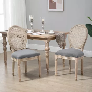   Konyhai székek 2 darabos szettben, puhán kárpitozott, vintage dizájn, rattan hatás, szürke