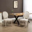 Étkezőszékek, 2 darabos szett, konyhai székek háttámlával, vászonhatású, fotel, kárpitozott szék, székek, nappali szék fa lábakkal étkezőasztalhoz, krémfehér + natúr