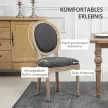 Étkezőszékek, 2 db-os szett, konyhai székek háttámlával, vászonhatású étkezőasztalhoz, szürke+natúr