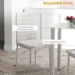 5 részes étkezőgarnitúra, ülőgarnitúra, étkezőasztal 4 székkel, modern dizájn, üvegasztal, fehér