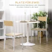Étkezőasztal 2 személyes, kerek asztallap Ø80 cm, MDF és acél, csúszásmentes, fehér, 75 cm magas