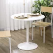 Étkezőasztal 2 személyes, kerek asztallap Ø80 cm, MDF és acél, csúszásmentes, fehér, 75 cm magas