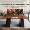Íróasztal 4 nyitott polccal, ipari formatervezés, 140 cm, barna-fekete