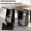 Íróasztal 4 nyitott polccal, ipari formatervezés, 140 cm, barna-fekete