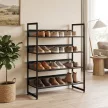 Schuhregal Schuhablage Schuhständer, 4 Regale, 72 cm x 30 cm x 82,7 cm, Schwarz