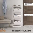 Cipőszekrény, cipőtartó, 3 lehajtható rekesz, állítható, farostlemez, fehér