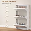 Fém cipősszekrény 3 lenyitható rekesszel, keskeny cipősszekrény, falra szerelhető, 6 pár cipő számára, fehér