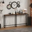  Schlanker Konsolentisch mit Ladestation, Industriestil, Stahlrahmen, Braun