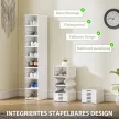 8-szintes cipőtartó, cipősszekrény, összecsukható, szellőző hátlap, műanyag, fehér