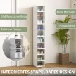  10-stufiges Schuhregal, Schuhschrank, faltbar, belüftete Rückseite, Kunststoff, Weiß