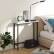 Konsolentisch Flurtisch mit verstellbar Fußpads, Kippschutz 75 x 24 x 76 cm für Kleinen Raum Schwarz