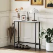 Konsolentisch Flurtisch mit verstellbar Fußpads, Kippschutz 75 x 24 x 76 cm für Kleinen Raum Schwarz