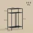 Konzolasztal 3 polccal, keskeny előszobai asztal, acél váz, nappaliba/előszobába, 55 cm, fekete