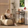 Konzolasztal 3 polccal, keskeny előszobai asztal, acél váz, nappaliba/előszobába, 55 cm, fekete