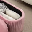 Kárpitozott pad tárolóval, retró dizájn, bársonyhatású, 81 cm x 40 cm x 41 cm, antik rózsaszín