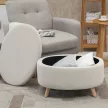 Tárolós pad, zsámoly, ovális forma, bársonyhatású, 120 kg-ig, 71 x 51,5 x 42 cm, bézs