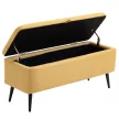 Pad, tárolós pad, kárpitozott pad, vászonhatású, 150 kg-ig, 101x38,5x44,5 cm, sárga