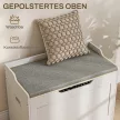 103 literes tárolóláda, tárolópad biztonsági zsanérral, ülőpárnával, különféle helyiségekbe, fehér