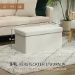 Tárolós puff, kárpitozott pad tárolóhellyel és fedéllel nappaliba, hálószobába, előszobába, krémfehér
