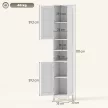 Hoher schlanker Badezimmerschrank mit Türen, offene Regale, 30 x 30 x 170 cm, Weiß