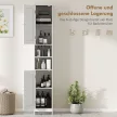Hoher schlanker Badezimmerschrank mit Türen, offene Regale, 30 x 30 x 170 cm, Weiß