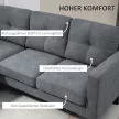 L alakú sarokkanapé mindkét oldalra rögzíthető heverővel, kárpitozott kanapé, sötétszürke
