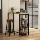  Bartisch Stehtisch Küchentresen, Industriedesign, 3 Regale, 120 x 40 x 105 cm; Schwarz + Braun