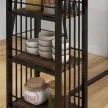  Bartisch Stehtisch Küchentresen, Industriedesign, 3 Regale, 120 x 40 x 105 cm; Schwarz + Braun