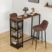  Bartisch Stehtisch Küchentresen, Industriedesign, 3 Regale, 120 x 40 x 105 cm; Schwarz + Braun