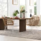  2-er-Set Stühle im Boho-Stil, Küchenstühle, PE-Rattan, 56 x 60 x 79 cm, Natur + Weiß