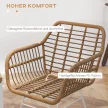  2-er-Set Stühle im Boho-Stil, Küchenstühle, PE-Rattan, 56 x 60 x 79 cm, Natur + Weiß