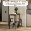 Bárasztal 2 székkel ipari formatervezésben, 2 darabos bárszék szett asztallal, ipari formatervezés, 3 darabos szett, barna + fekete