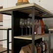 Bárgarnitúra, 2 bárszék és 1 bárasztal, foltálló, stabil, acélváz, fekete/tölgyfa