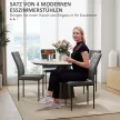  4er-Set Esszimmerstühle in Samtoptik, Moderne Polsterstühle mit Metallbeinen, für Esszimmer, Schlafzimmer, Küche, Grau