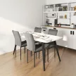  4er-Set Esszimmerstühle in Samtoptik, Moderne Polsterstühle mit Metallbeinen, für Esszimmer, Schlafzimmer, Küche, Grau